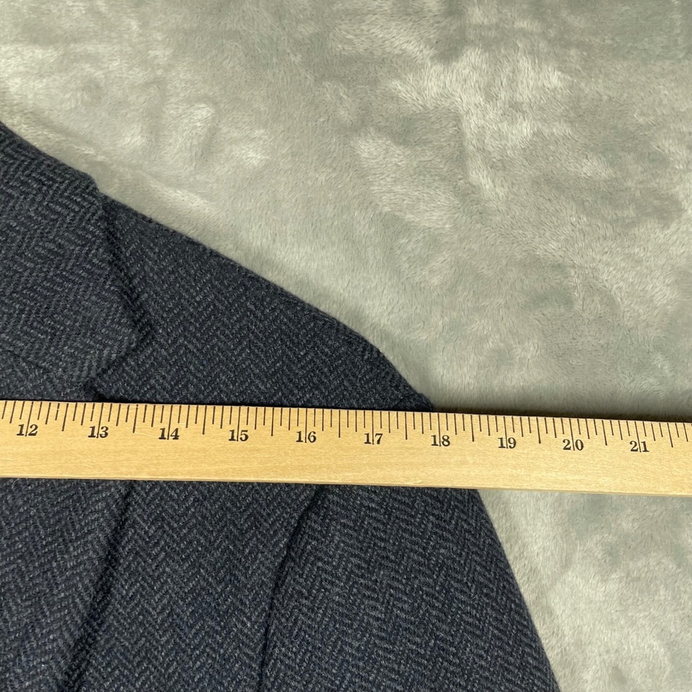 Banana Republic Mens 38S Blazer Navy Blue Herringbone Mario Bellucci Wool Slim - Picture 11 of 14